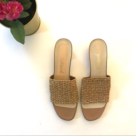 straw slide sandals
